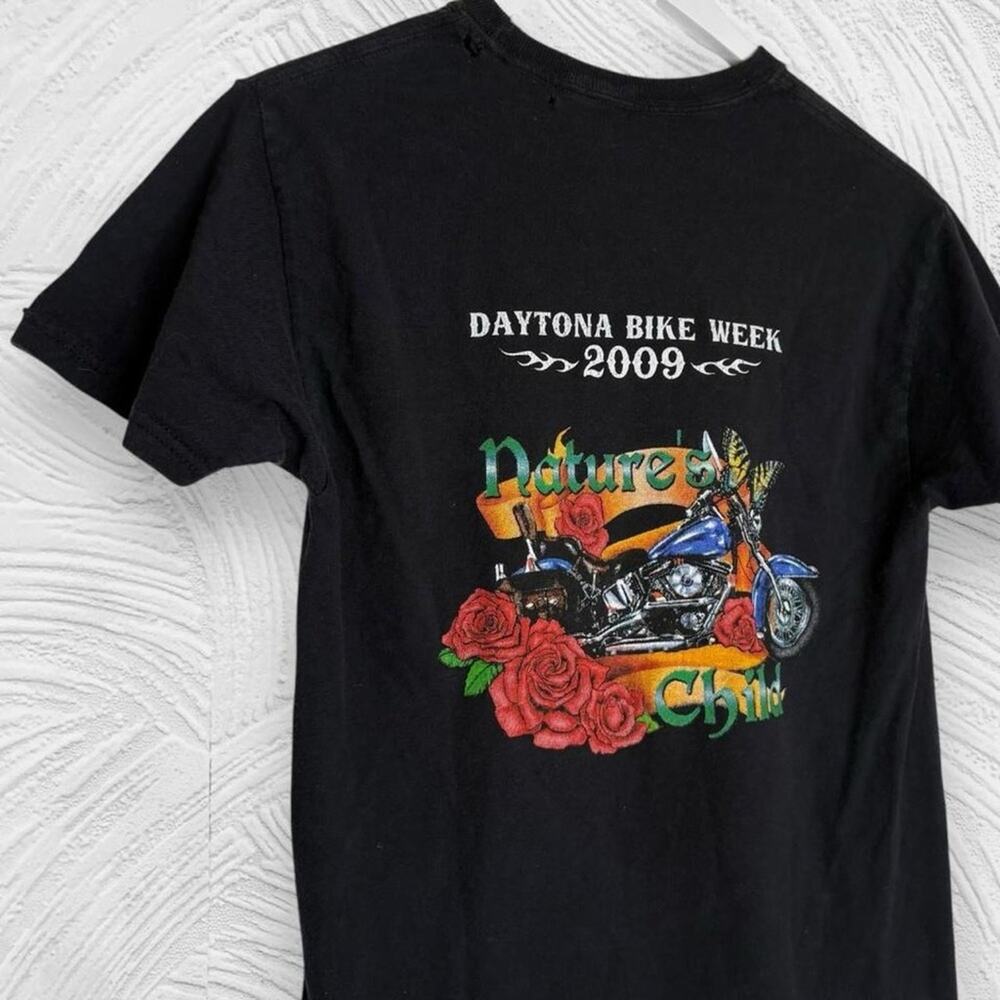 2009 Daytona Bike Week Nature’s Child rose butterfly motorcycle black biker tee
